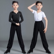 【lwr1dj8ka3.my】 少儿童拉丁舞服男童练功服表演出标准服套装男士生训练舞蹈裤子夏Little Children's Latin Dance Clothes Boys' Practice C