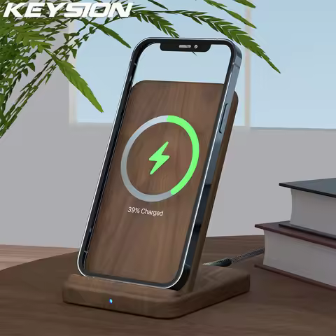 KEYSION 15W Qi Wireless Charger Wooden Quick Charge Stand For iPhone 12 Pro 11 XR XS Samsung S21 S20