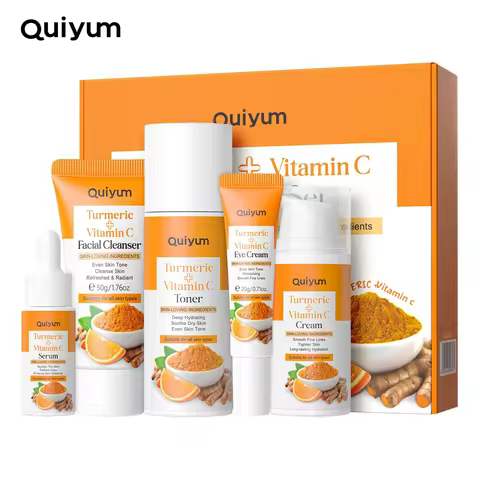 Turmeric Vitamin C Skincare Set 5pcs Face Wash Toner Essence Eye Treatment Moisturizer Hydrating Tig