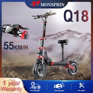 Onsite Warranty 1 year Off-road Escooter MONSRPIN Q18 Foldable Electric Scooter for adult Motor 500W/1000W Top Speed 55KM/H Lithium Battery Travel Distance 40-150KM electric scooter electric bicycle basikal elektrik motor skuter elektrik escooter electric