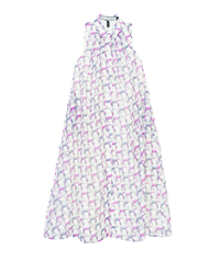 The SRT X12 (TDS212) - Geometric Wave Shirt Dress เดรสเชิ้ตกระโปรงบานยาวลายลูกบาศก์ ผ้าคอตตอนทอ เผาใ