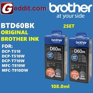 BROTHER CISS BTD60BK ULTRA HIGH YIELD INK BOTTLE BLACK TWIN PACK (UP TO 6500 PAGES AT 5% COVERAGE) F