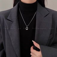 Titanium Steel Non-Fade Silver Water Drop Pendant Necklace Women Long Light Luxury Niche Titanium St