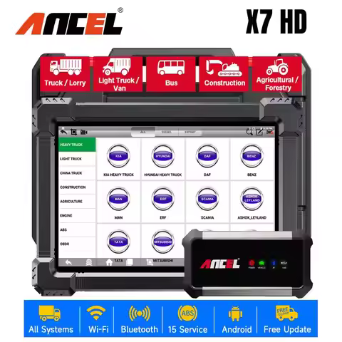 ANCEL X7HD Heavy Duty Truck Scanner Full System Diagnostic Tool Bidirectional Diesel Scan Tool with 