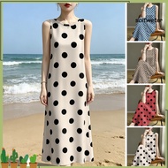 [ST]Summer Polka Dot Tank Dress - Casual Crew Neck Beach Sundress for Women