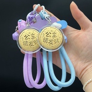 Trendy Play Water Shell Gold 999 Same Style Princess Please Fortune Mobile Phone Pendant Pendant Cut