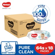 Huggies Baby Wipes Pure Clean Wet Tissue (64's x 3 Packs x 6)