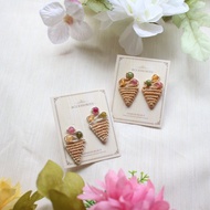 Six Cats 天然碧璽 金屬線編織 甜筒 耳環 耳針 禮物