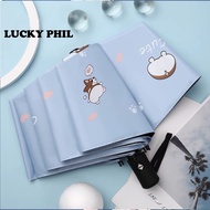 LUCKY PHIL Auto Open Umbrella Windproof Fiber Ribs Cute Dog Design Compact For Car Bag
