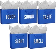 Kolldenn 5 Senses Gift Bags for Him and Her Five Senses Gift Bag with Ribbon Handles and Tissue Pape