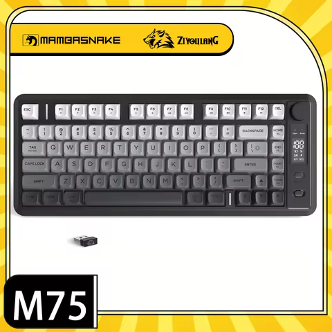 MAMBASNAKE x ZIYOU LANG M75 Wireless Membrane Keyboard, RGB Backlit Rechargeable 2000mAh Battery