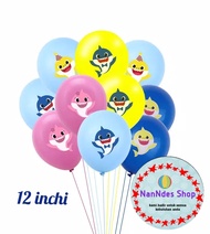 Balon Karet Baby Shark Pinkfong 12 inch Tebal Latex Karakter ikan Hiu Lucu Biru Kuning Merah fanta h