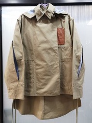 Loewe By JW Anderson Beige Cotton Hooded Military Parka With Slit Sleeve And Yoke Details