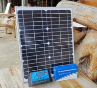 Solar Cell  18V 20W +solar charger PWM 30A 12 V/ 24V [แผงโซล่าเซลล์ 20W +โซล่าชาร์จเจอร์ 30A PWM]