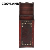 COSYLAND Wine Gift Box, Single Bottle Capacity Lid And Handle Wine Box, Retro 13.78 x 5.31 x 4.72in 