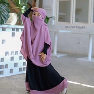 French Khimar Anak Twotone Kombinasi Dua Warna Setelan Rok Wolfis