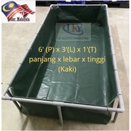 6'x3'x1',1.5',2'&3' kaki Kolam Kanvas Ternak Udang Ikan/Canvas Pond For Shrimp & Fish Free Tank Conn