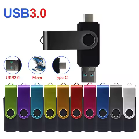 3 in 1 OTG USB Flash Drive Pendrive 512GB 256G USB Stick for Type C/Micro USB Pen Drive 128G 64G 32G