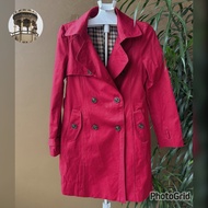 Coat Katun Merah Darah Indonesia Preloved