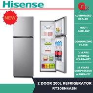 HISENSE [AUTHORISED DEALER] 2 DOOR 200L REFRIGERATOR  RT208N4ASN - HISENSE 2 YEARS WARRANTY MALAYSIA