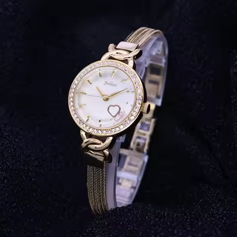 Classic Golden Watch Chain Bracelet Women's Watch Japan Quartz Small Hours Fine Dress Lady Clock Gir