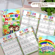 Reusable Math Worksheet 20 Pages Write & Wipe Laminated Addition,Subtraction,Multiplication,Division