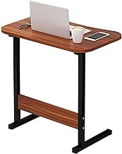 Bedside Desk C-shaped Base Laptop Desk Home Office Adjustable Desks Bedside Laptop Stand Table, Portable Mobile Stand Up Workstation, Wooden Panel, Multifunction Household Tray Side Table Comfortable