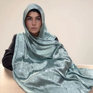 Fashion Plain Shimmer Hijab Scarf Muslim Woman Hijab Shawls Islam Woman Long Wraps Femme Headband Pu