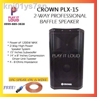 【Spot goods】♧✾CROWN PLX-15 15" 1200watts 2-WAY PROFESSIONAL BAFFLE SPEAKER (1pc)