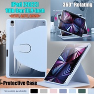 For iPad 10 (2022) 10.9" iPad 10th Gen 10.9-inch A2757 A2777 A2696 Tablet Protective Case Fashion 360° Rotating Stand Cover High End Clear Acrylic 2-in-1 Flip Leather Casing