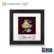(JS Pewter) Hibiscus Flower (Bunga Raya) | Gold Plated Pewter | 6" x 6" Solid Frame | Cenderahati Pr