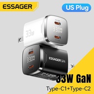 Essager 33W GaN Dual Type-C Charger Digital Display PD3.0 QC4.0 Fast Charging For iPhone16 15-8 iPad