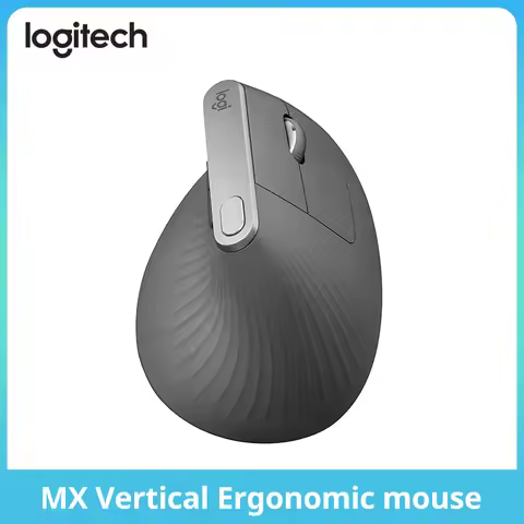 Logitech MX Vertical Ergonomic Wireless Bluetooth Mouse with 4 customizable buttons, supports Easy S
