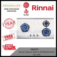 Rinnai RB93TS 3 Burner Built in STAINLESS STEEL Gas Hob * 1 YEAR WARRANTY