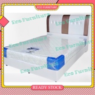 PVC Queen Bed Cushion Headboard Divan Queen Bed Frame Katil Queen Putih White Bed
