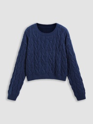 Cider Round Neck Cable Knit Sweater