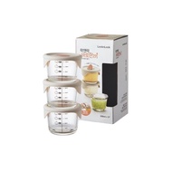 ⚘ชุดสุดคุ้ม  1 เซต มี 3 ใบ locknlock ถ้วยแก้วใส่อาหาร พร้อมฝาปิดซิลิโคน กล่องเก็บอาหารเด็ก รุ่น llg5