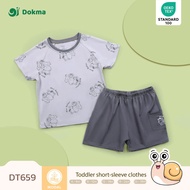 Dokma (8-14.2kg) Children's Short-Sleeved Shirt Set Modal Fabric-DT659 Baby Short Sleeve Clothes(6-9