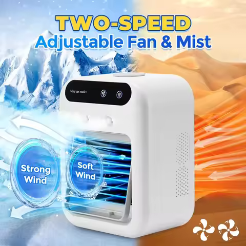 Portable Electric Fan Air Conditioners Desktop Air Cooler USB Recharge LED Night Light Water Mist Fu