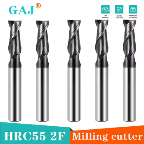 HRC50 Cnc Tungsten Steel Carbide Endmills 2-Flute Black Nano Coating Flat Milling Cutter For Steel C