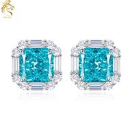 925 sterling silver 2.3ct sea blue high carbon diamond 6 * 6mm ice flower cut stud earrings women's 