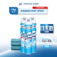 Lysol Antibacterial Disinfectant Spray Cleaner Crisp Linen 510 G Set of 3