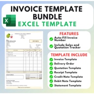 Bundle of Invoice Template Bundle Excel Template ( Quotation Template, DO, Receipt, Sales & Quote Tr