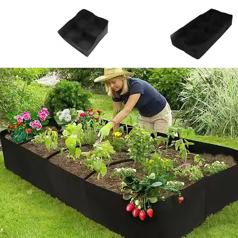 4/8 Grids Garden Planting Bag Multi-gird Felt Growing Bag Rectangle Planting Nursery Pot Vegetable T