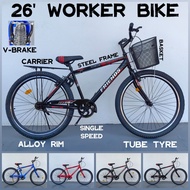 VVM: 26 INCH BICYCLE MTB BASIKAL PEKERJA BASIKAL DEWASA SINGLE SPEED RIM ALLOY MOUNTAIN BIKE 26' BAS