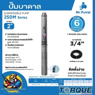 ปั้มน้ำบาดาล ปั้มซัมเมอร์ส สำหรับบ่อ 2นิ้ว กำลัง 180วัตต์ ทางออก 3/4" ส่งสูง 30เมตร ยี่ห้อ Mr.PUMP B