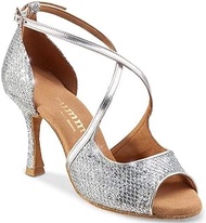 Rummos Women's Dance Shoes R545 GT9-009 - Leather/GlitterLux Silver - normal width - 5cm 50R Flare H