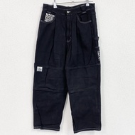 9090 Ninety Ninety Denim Painter Pants, Leopard Print, Black, Size L, Used Clothing