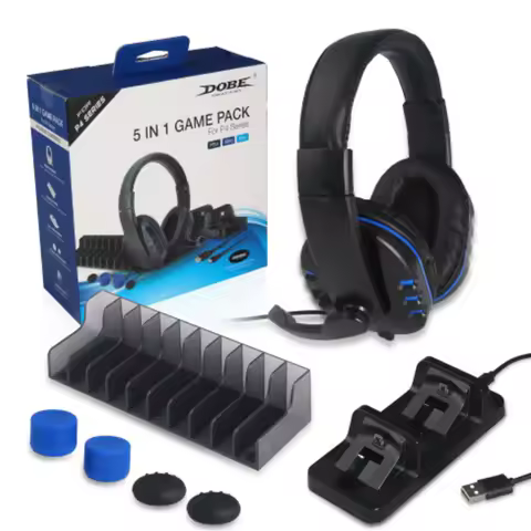 PS4/SLIM/PRO Headset Set Disc holder Dual Charger Rocker Cap
