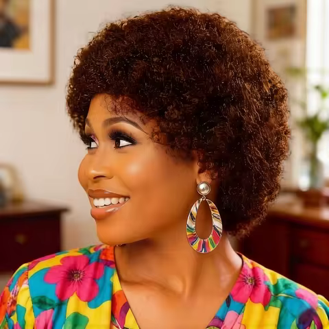 99J Burgundy Afro Kinky Curly Human Hair Wig for Women, Unprocessed Hair Natural Curly Wig, full mac